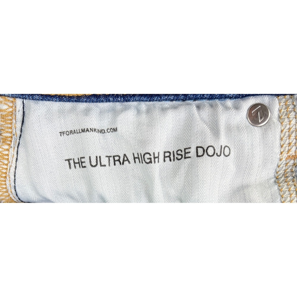 7 For All Mankind Dojo Bootcut Jeans Women 28x33.5 Blue Ultra High Rise Flare - Picture 2 of 16